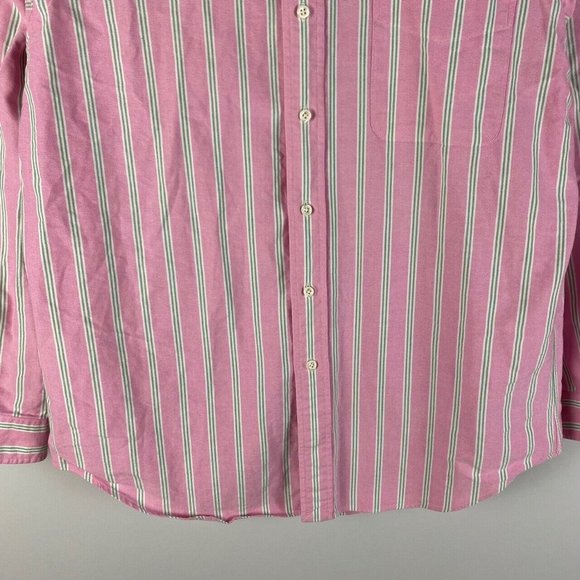 Ralph Lauren Button Down Shirt Long Sleeve Pink Stripe Cotton Classic Fit Large - Picture 3 of 9